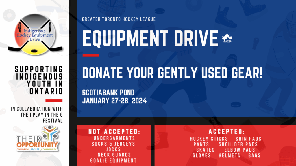 GTHL to hold Indigenous Hockey Equipment Drive January 27-28 at Scotiabank Pond