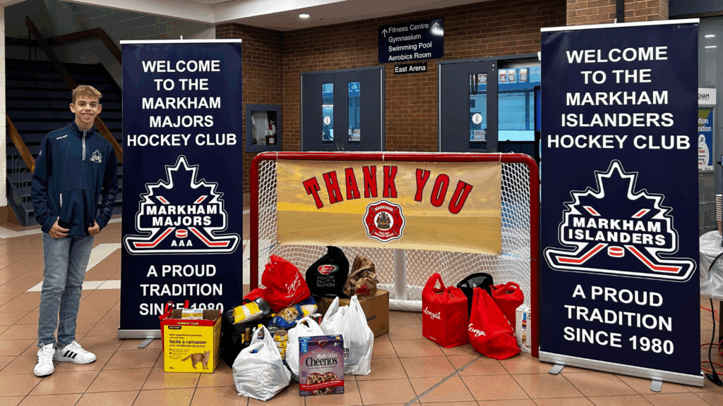 Markham Majors & Islanders Collect Over 100 Bags of Food for Markham Food Bank with ‘Fill the Net, Feed the Community’ Food Drive