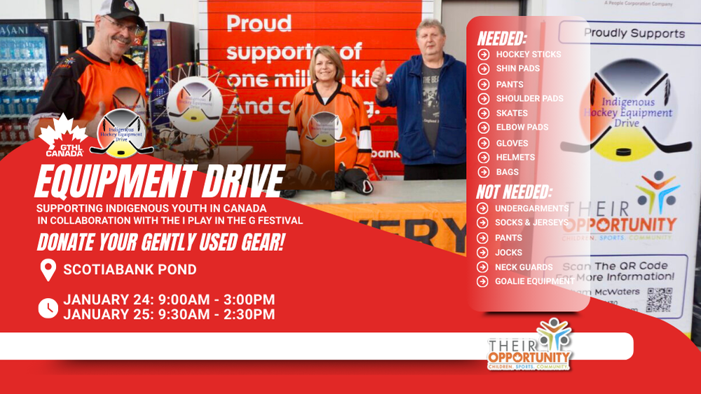 GTHL to Hold Third Consecutive Indigenous Hockey Equipment Drive January 24-25 at Scotiabank Pond