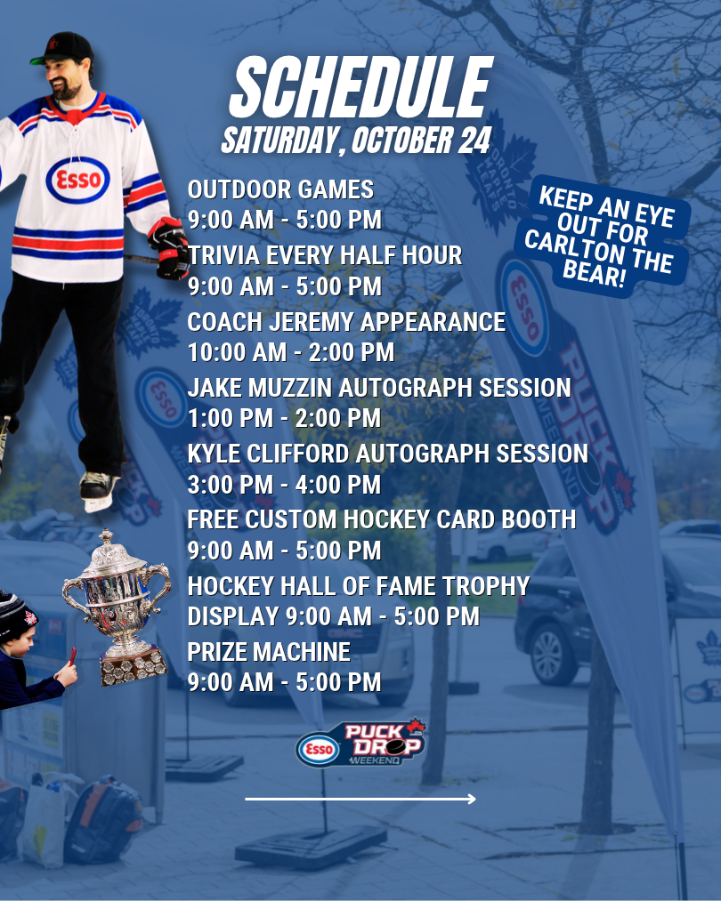 2026 ESSO GTHL PUCK DROP WEEKEND SCHEDULE - Oct 24 - GTHL Canada